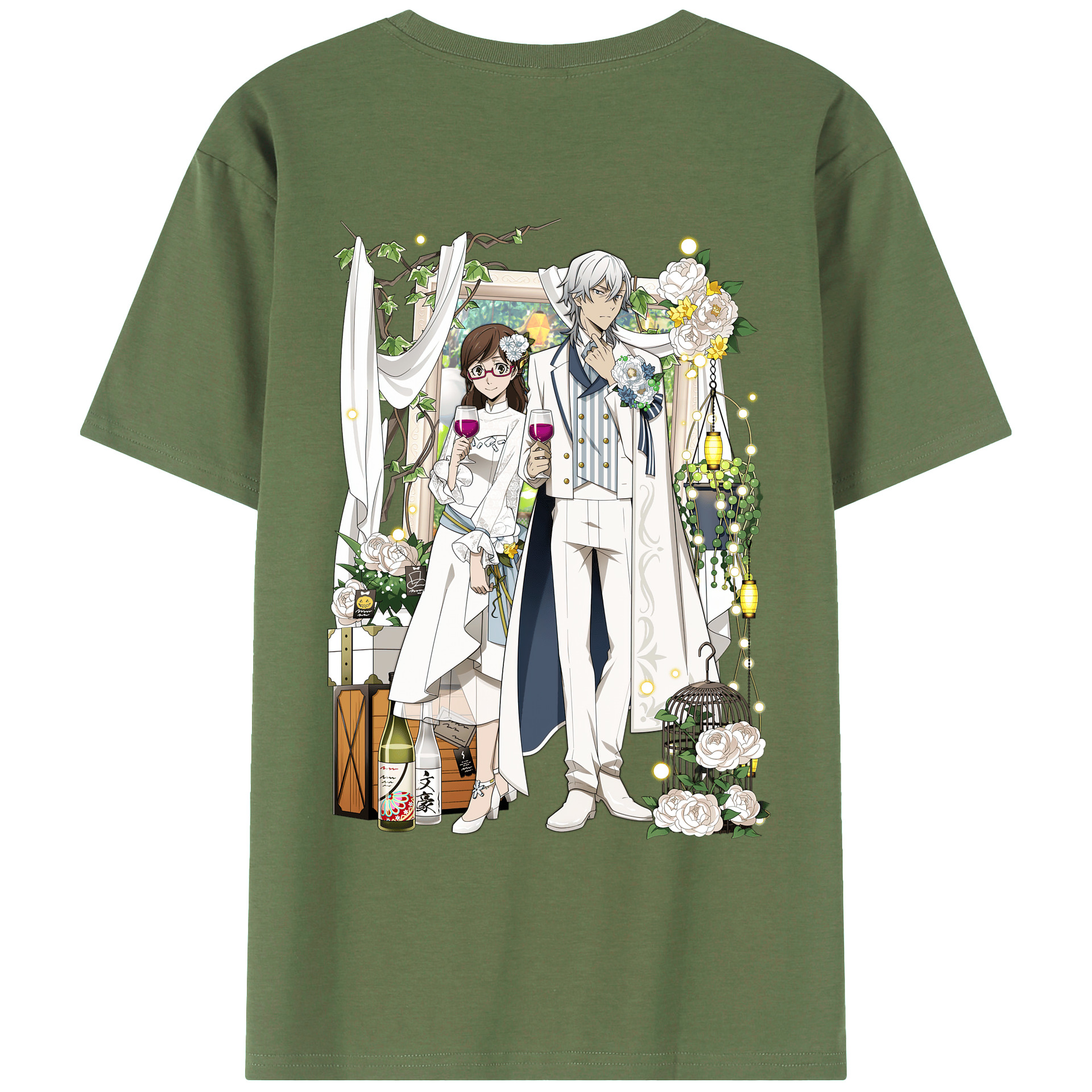 （画像用） 文豪ストレイドッグス Bungo Stray Dogs 綿100％ メンズ半袖Tシャツ（バックプリント） 通気性